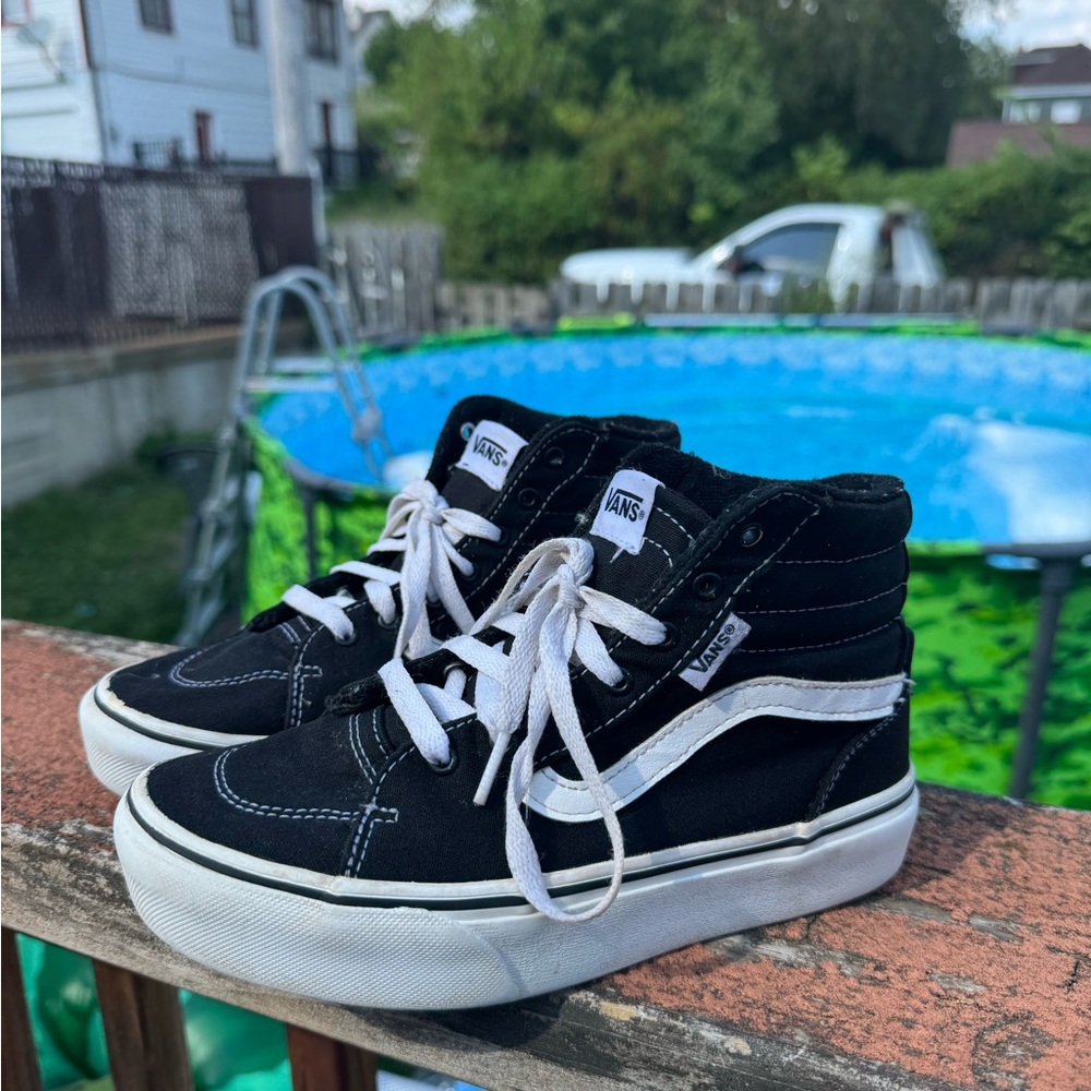 Vans Kids Black and White High-Top Sneakers